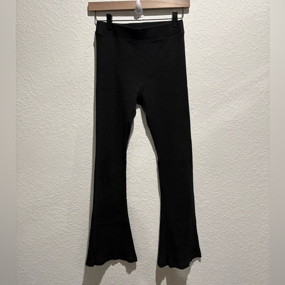 Pink Stretch Cotton Ribbed Flare Legging — Size‎ Small Short